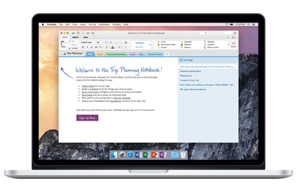 onedrive and one note for mac